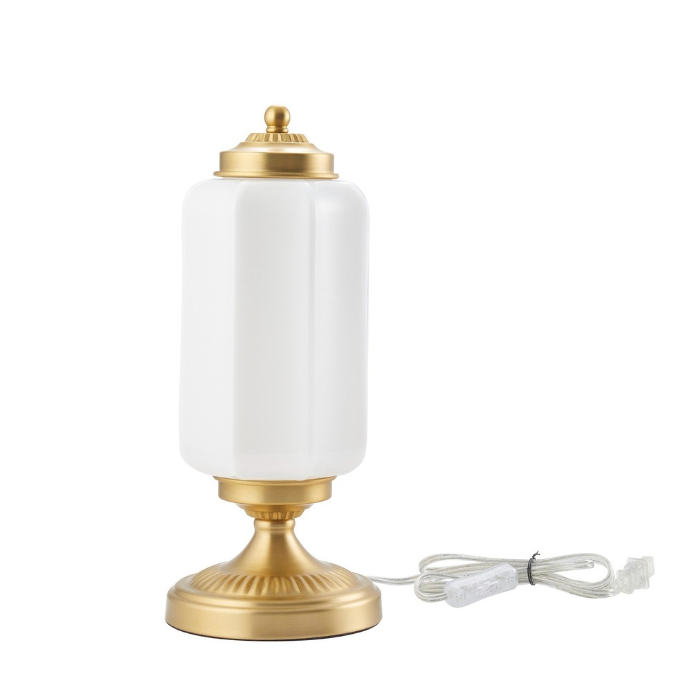 My Texas House 15" Brass Glass Shade Table Lamp, Walmart 2025